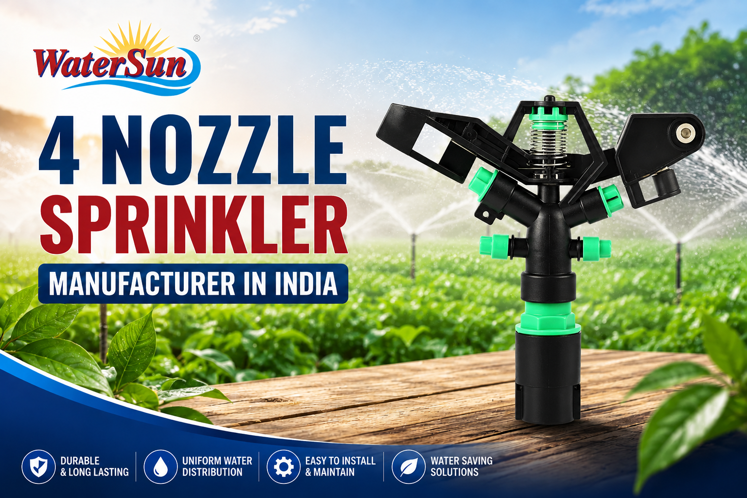 4 Nozzle Sprinkler Manufacturer in India - Water Sun