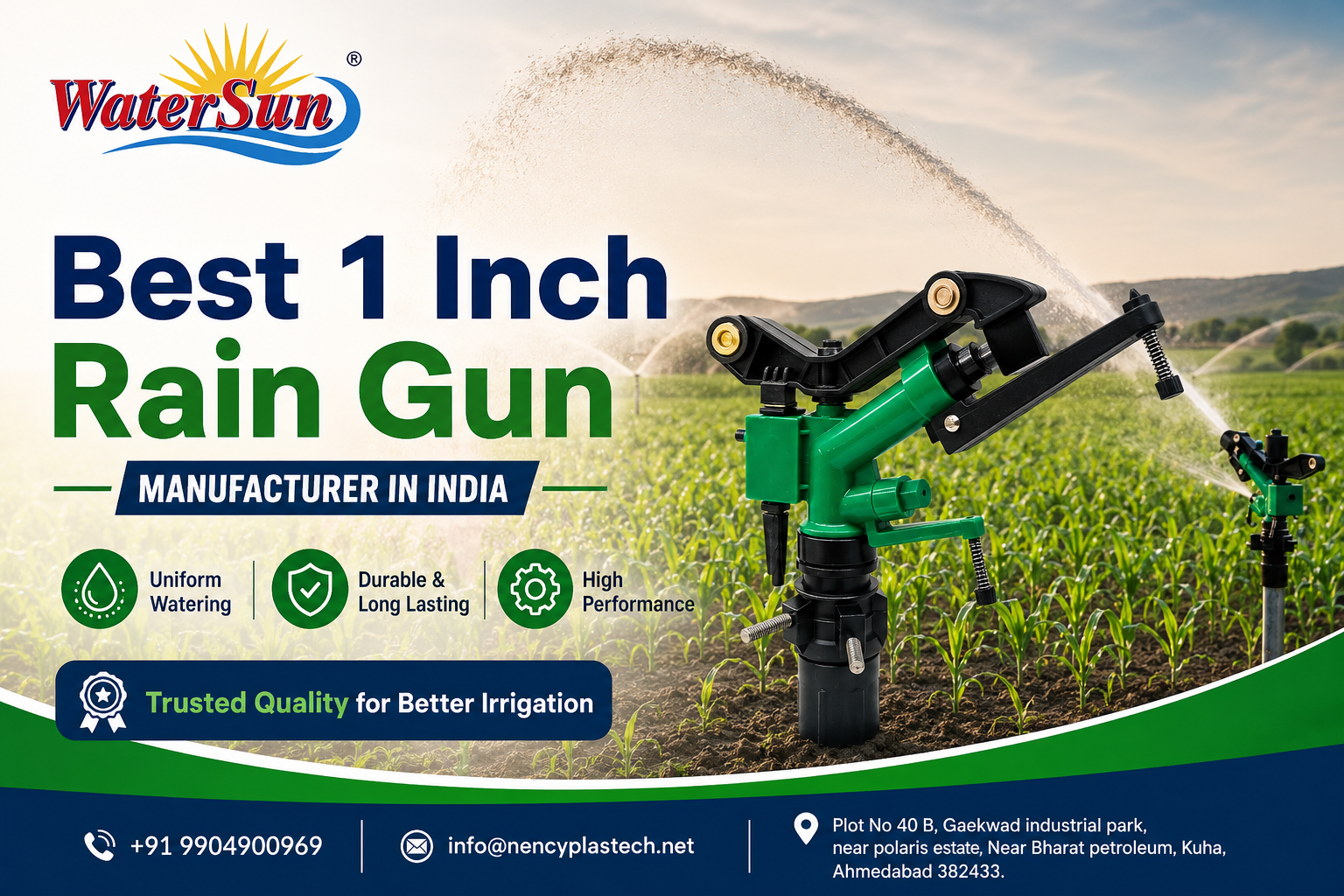 Best 1 Inch Rain Gun Manufacturer in India - Water Sun