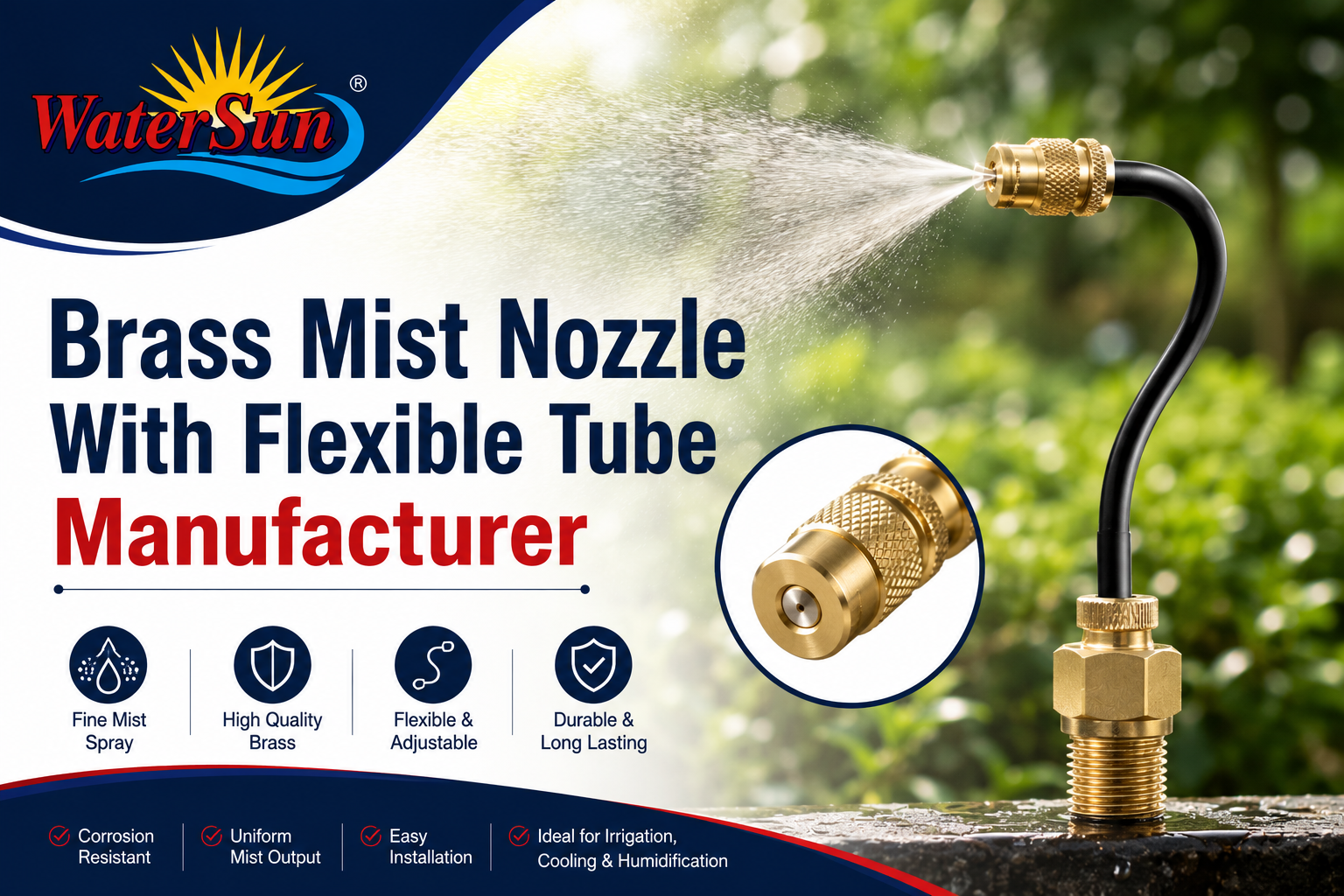 Brass Mist Nozzle With Flexible Tube Manufacturer - Water Sun